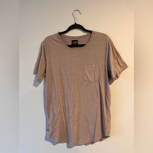 Cuts Elongated Tan Pocket Crewneck T-Shirt for Men